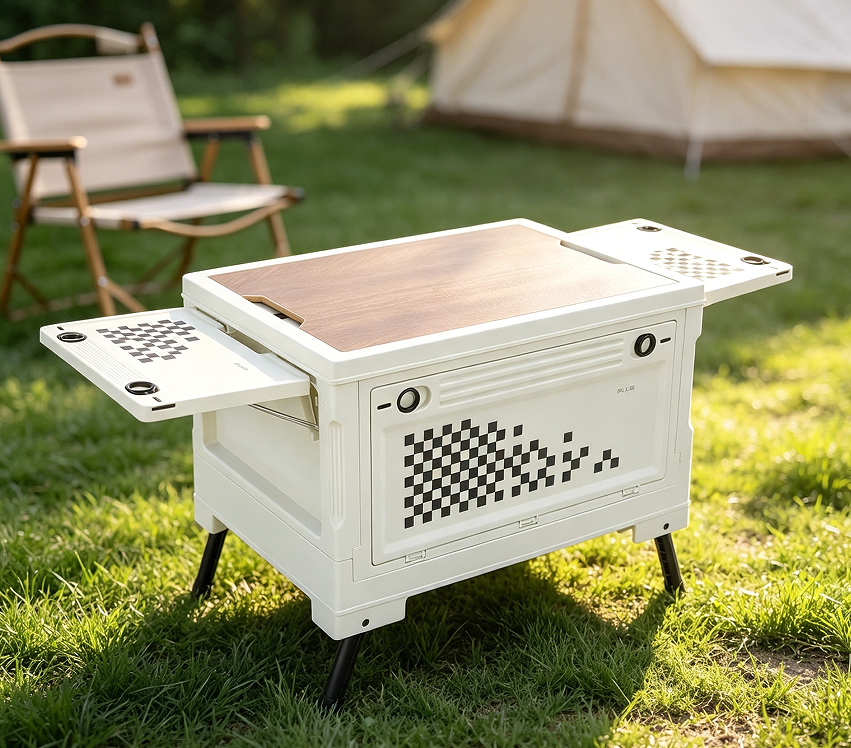 Folding Camping Box with MDF Wooden Lid