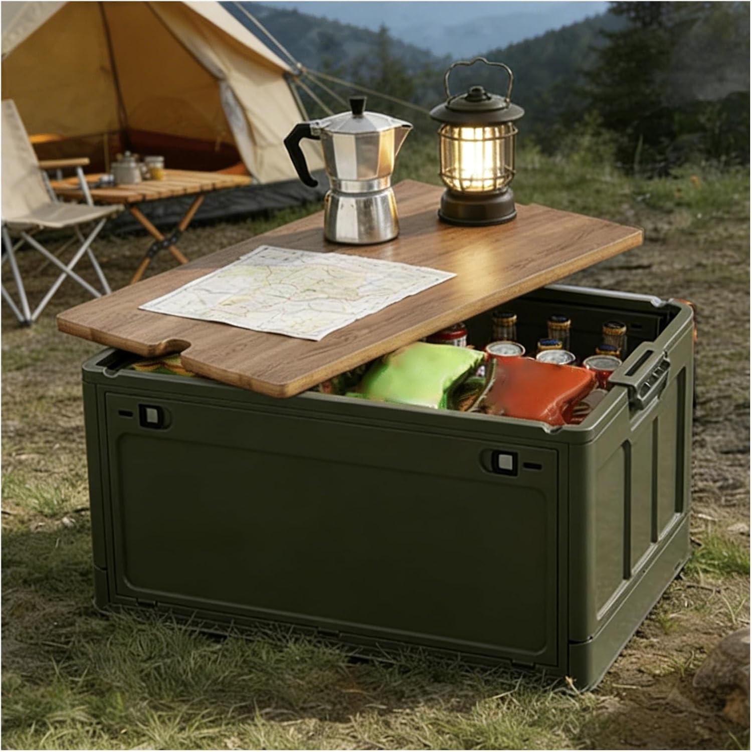Green Foldable Storage Box Removable Cover