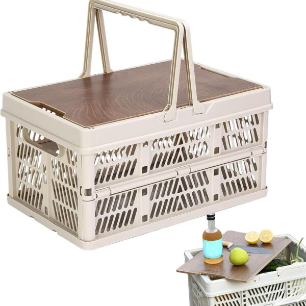 Foldable Utility Crate with Lid and Handles